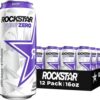 (12 Cans) Rockstar Pure Zero Energy Drink, Grape, 16 fl oz